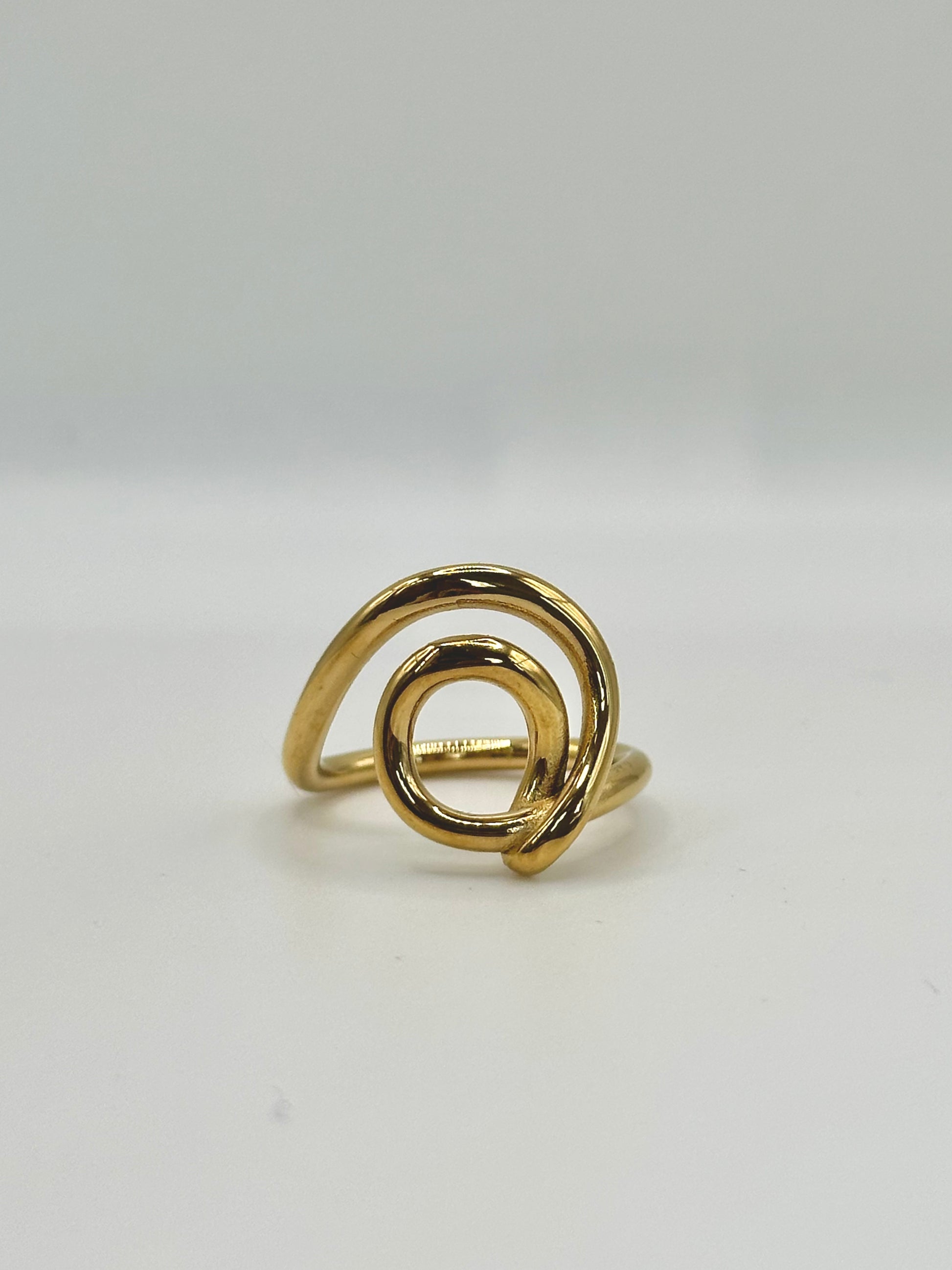 Gold Spiral Swirl Ring, Waterproof