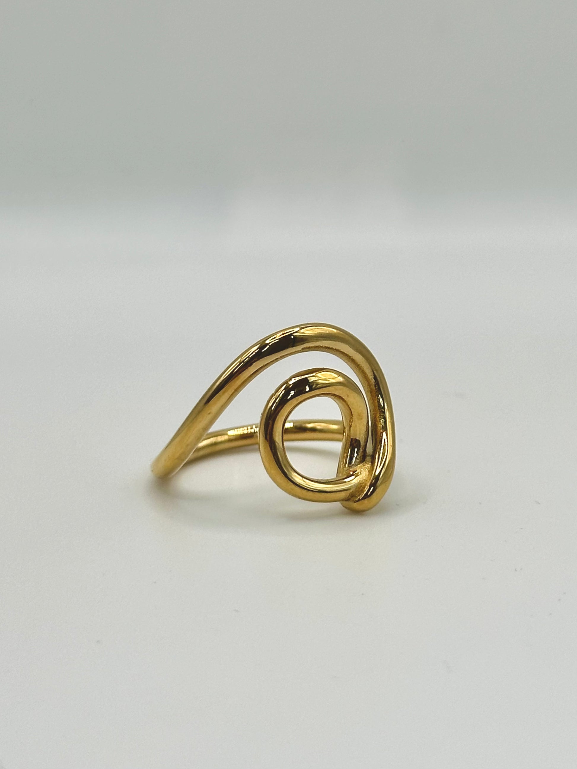 Gold Spiral Swirl Ring, Waterproof