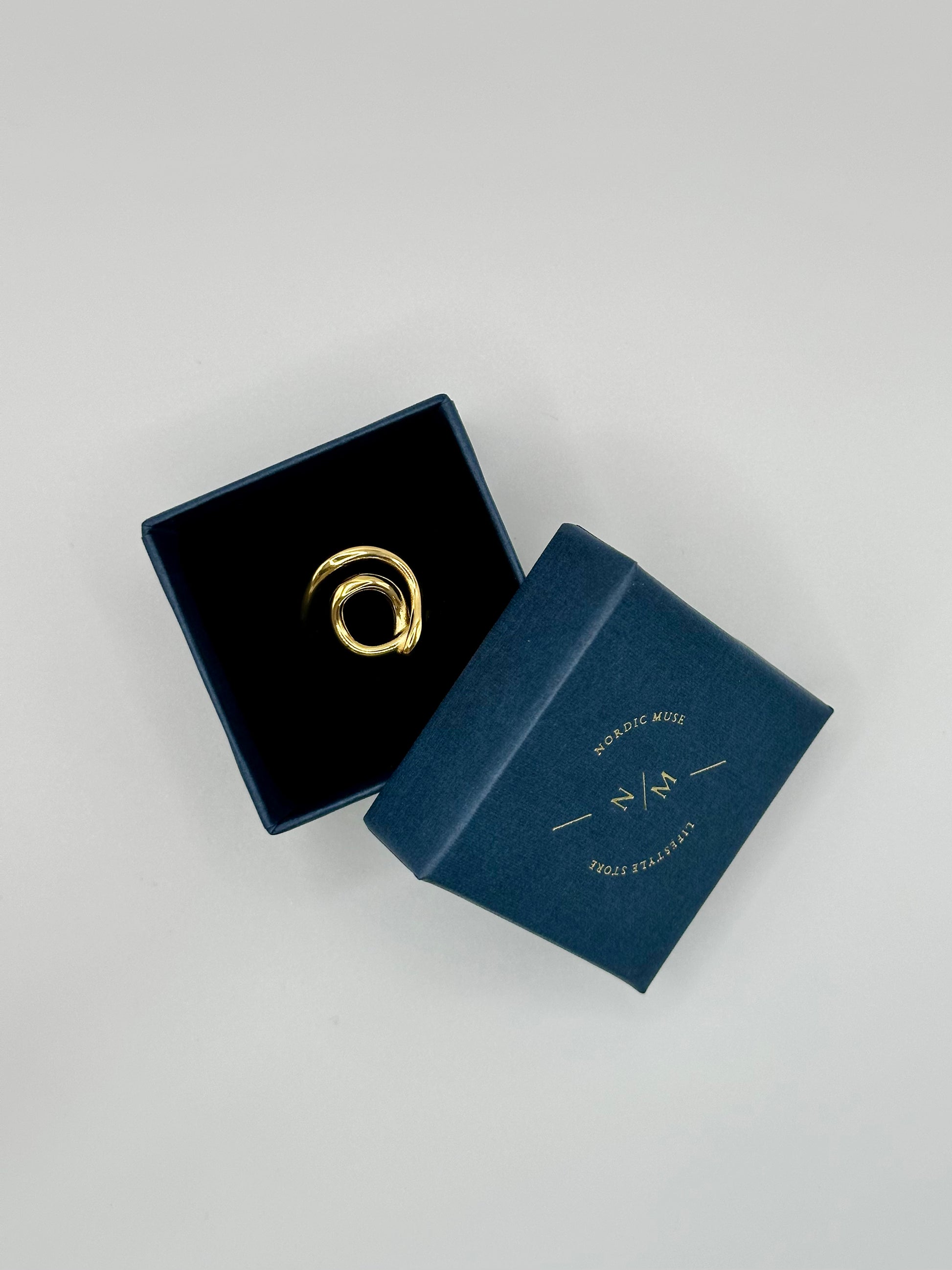 Gold Spiral Swirl Ring, Waterproof