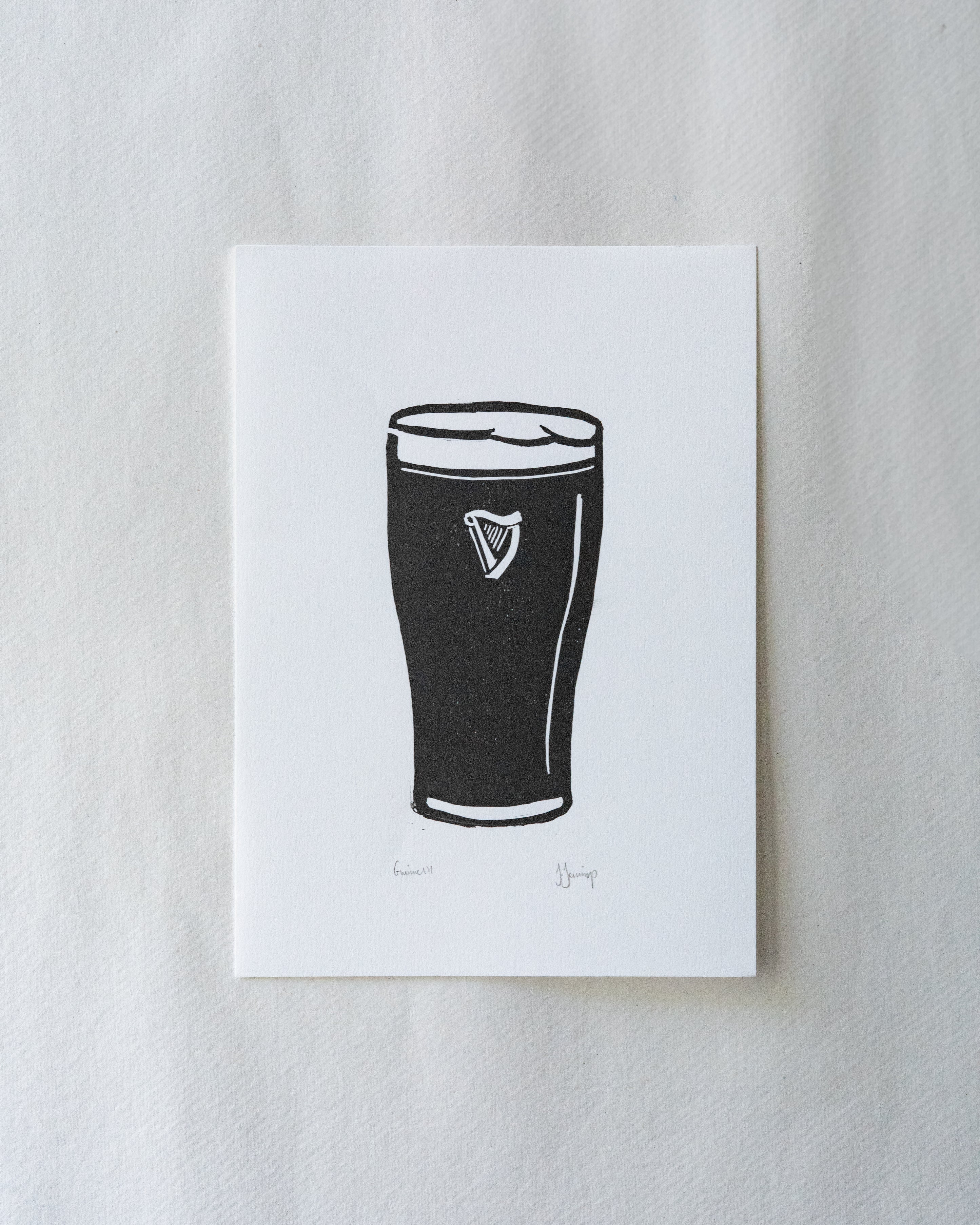 Guinness Linocut Print - A5