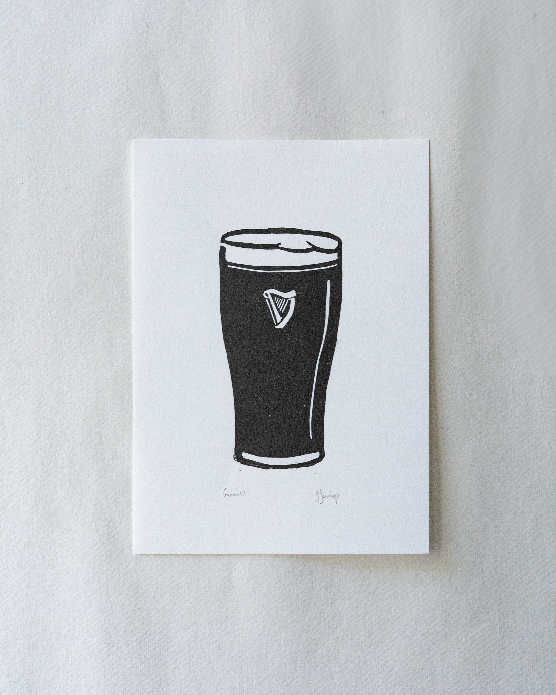 Guinness Linocut Print - A5