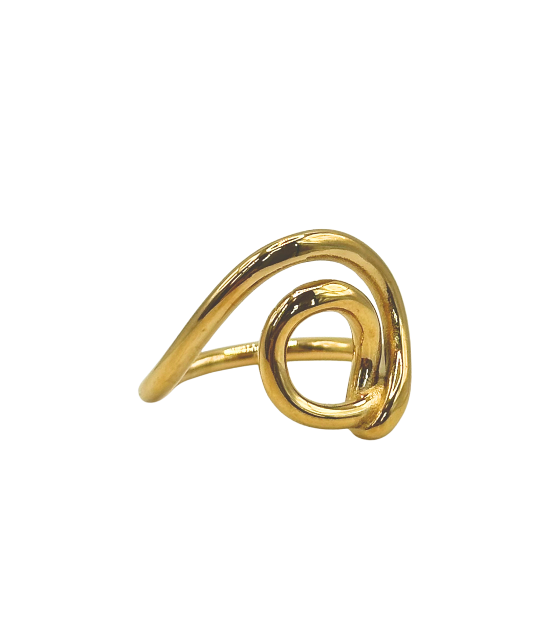 Gold Spiral Swirl Ring, Waterproof