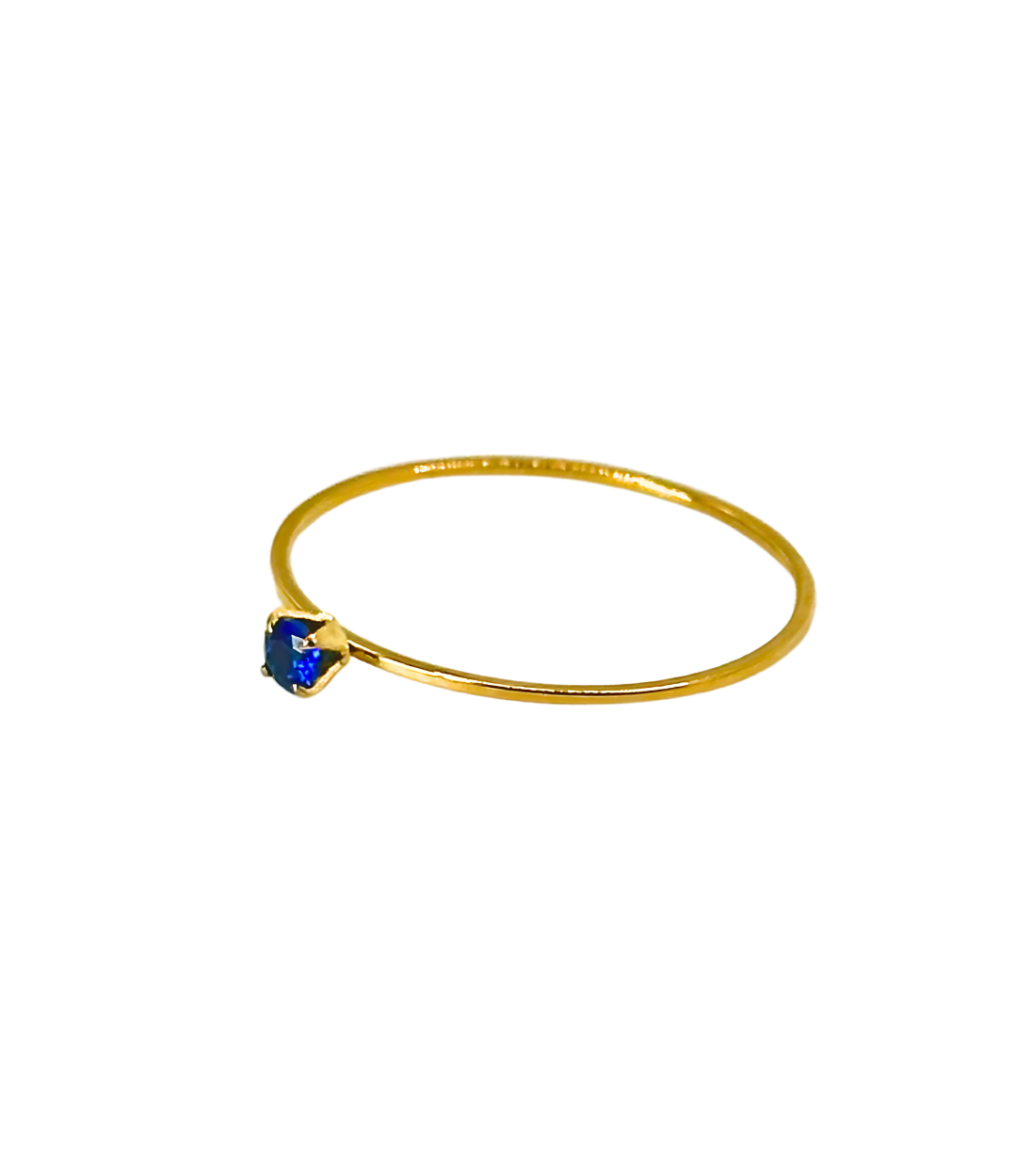 Gold Dainty Blue Gemstone Ring, Waterproof