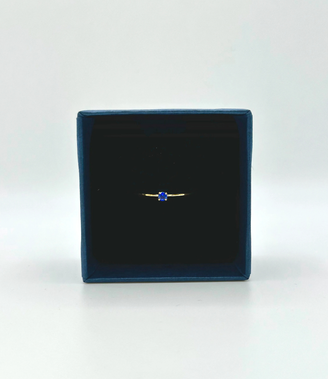 Gold Dainty Blue Gemstone Ring, Waterproof