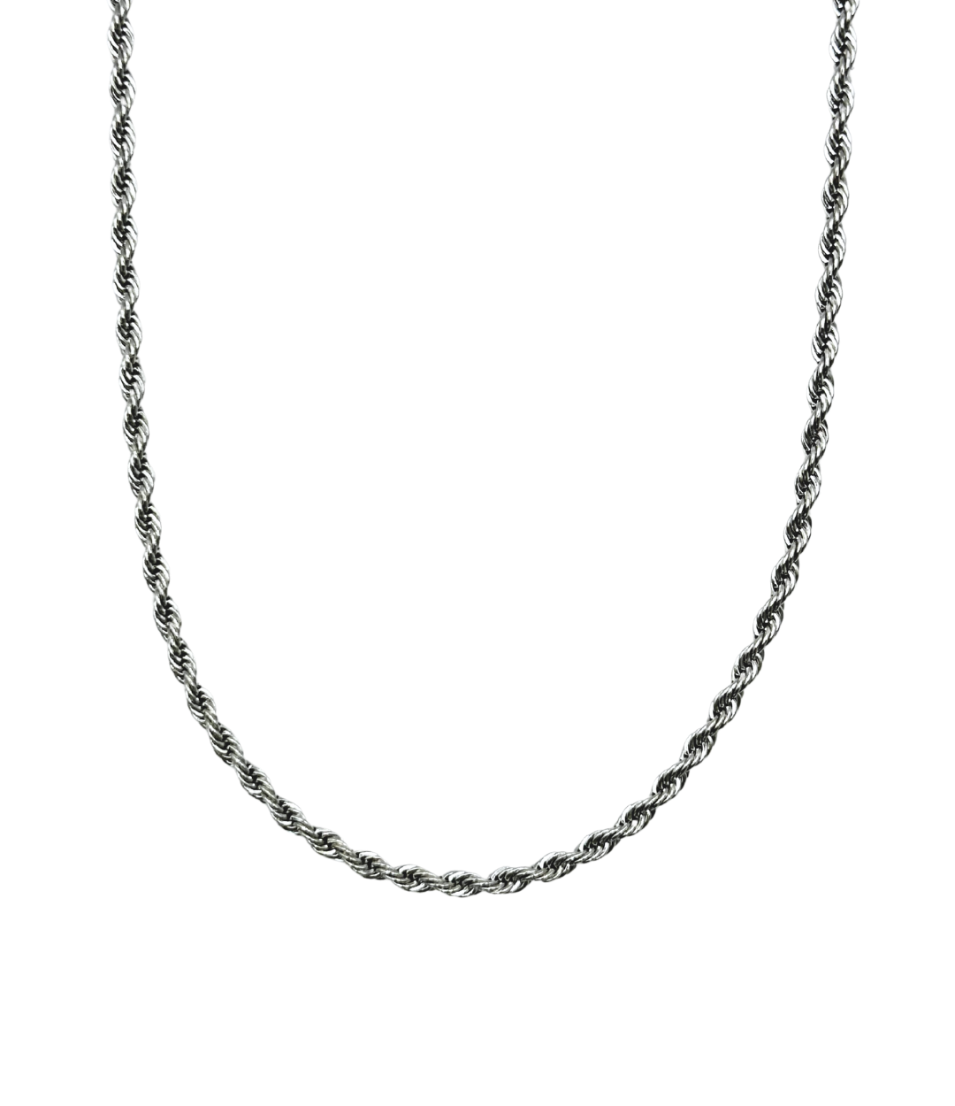 Silver Rope Twist chain Necklace - Waterproof