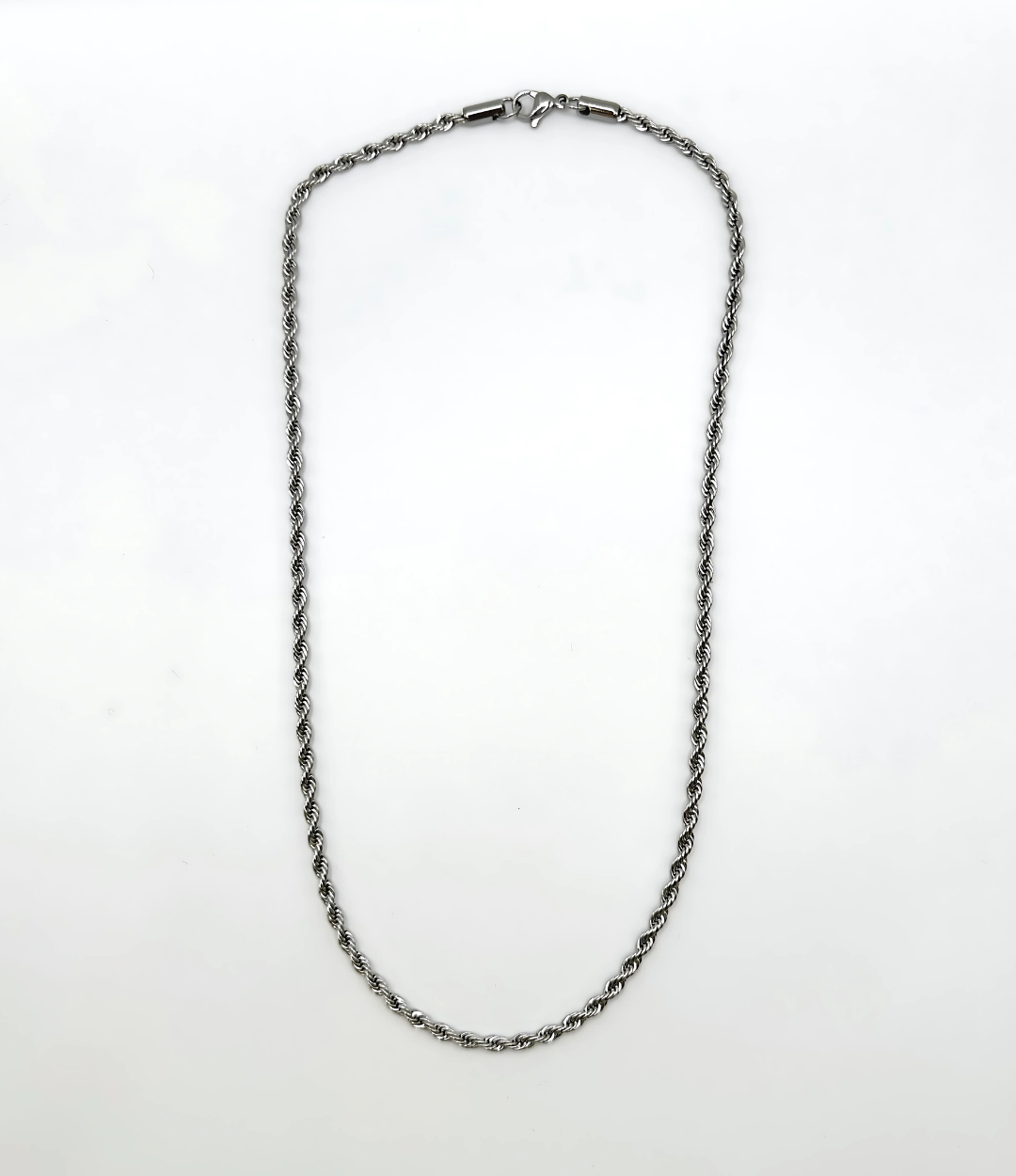 Silver Rope Twist chain Necklace - Waterproof