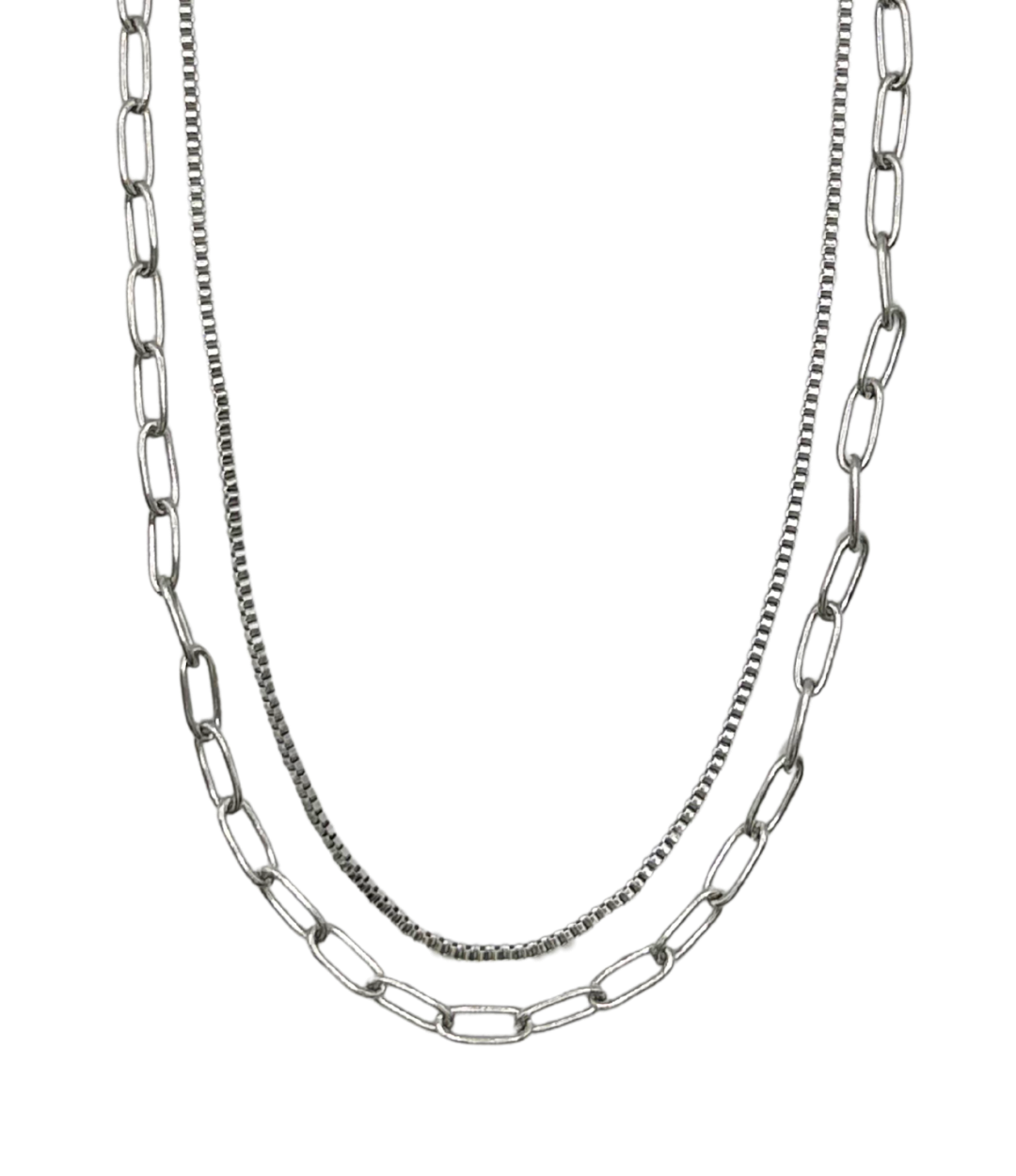 Silver Double Layer Feature Necklace - Waterproof