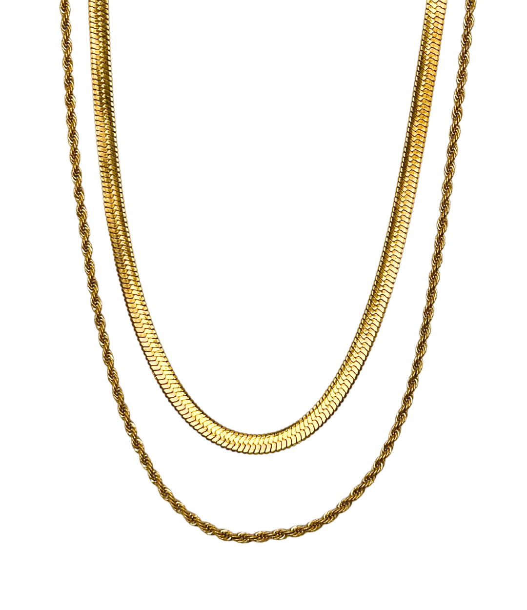 Gold Double Layer Feature Necklace, Waterproof