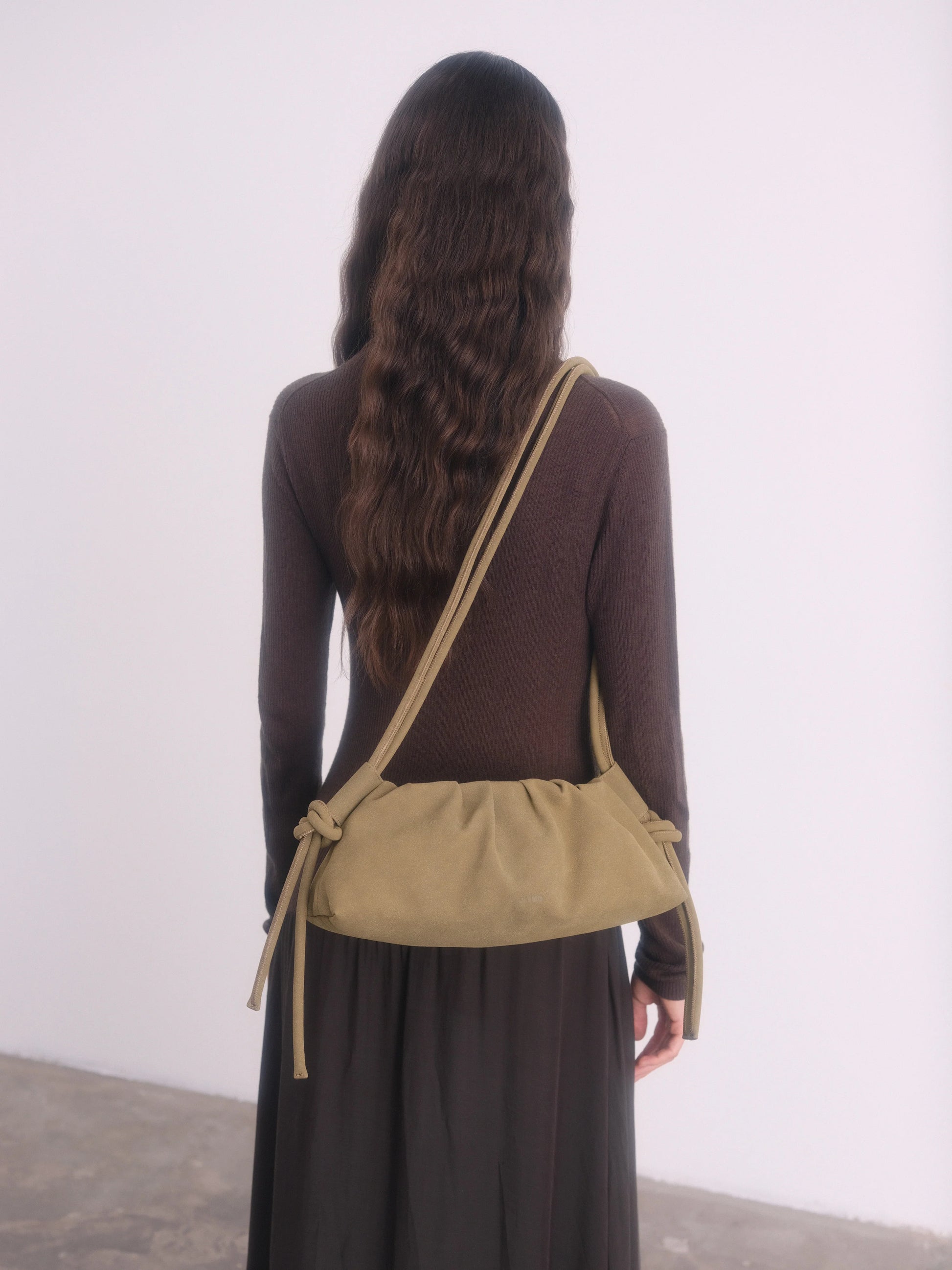 Dumpling Bag - Khaki Suede