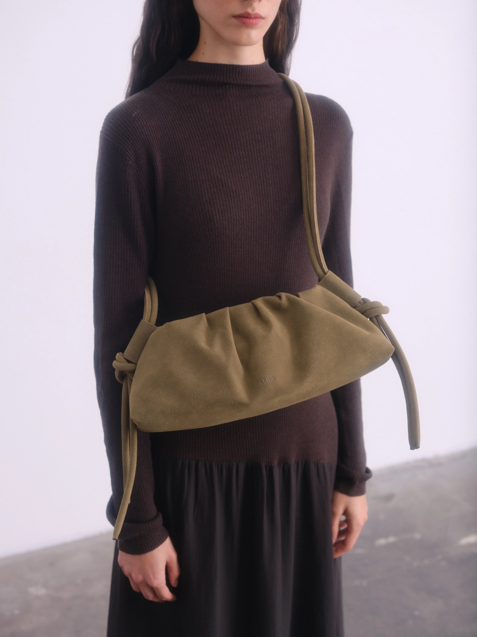 Dumpling Bag - Khaki Suede