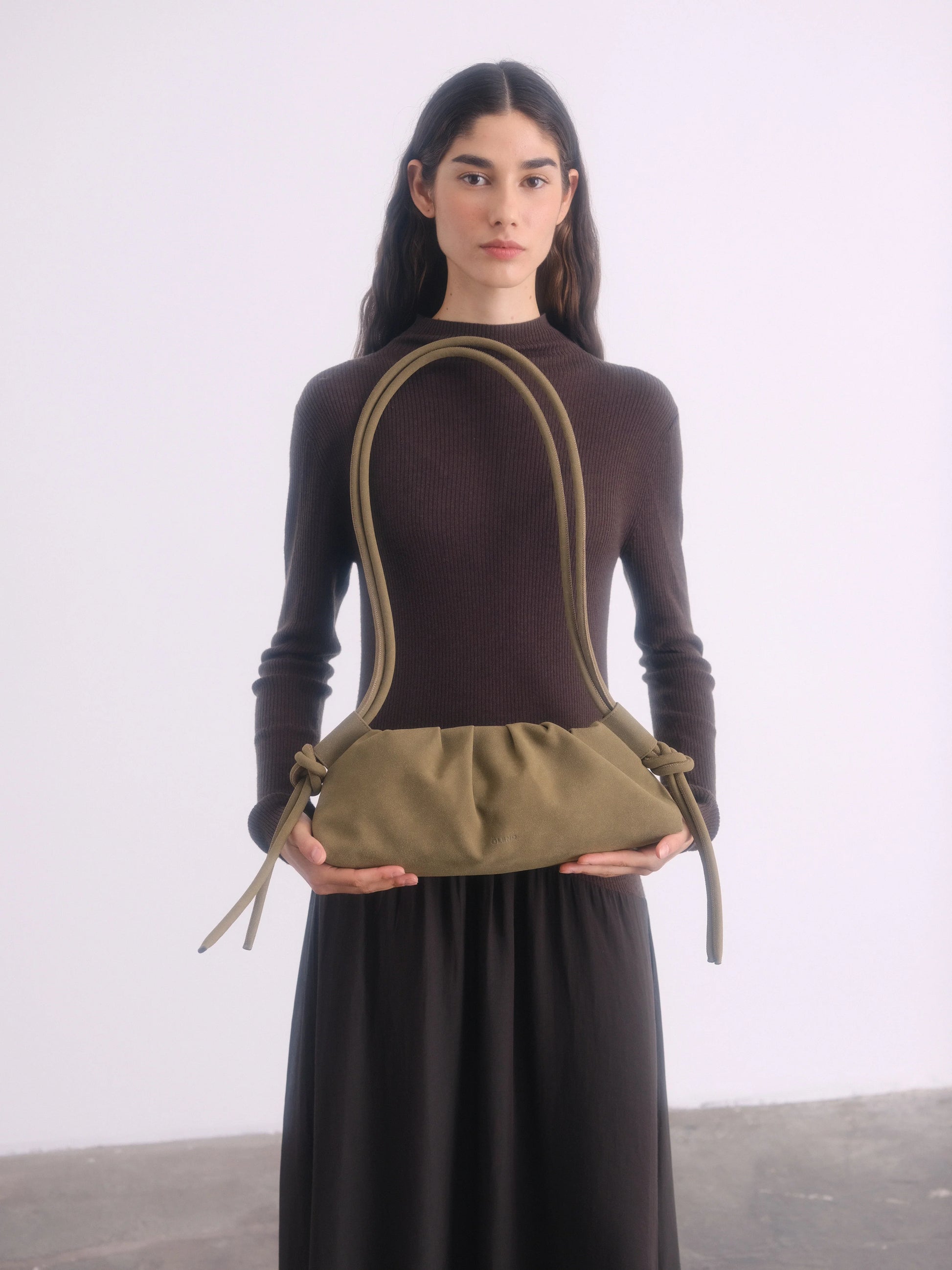 Dumpling Bag - Khaki Suede