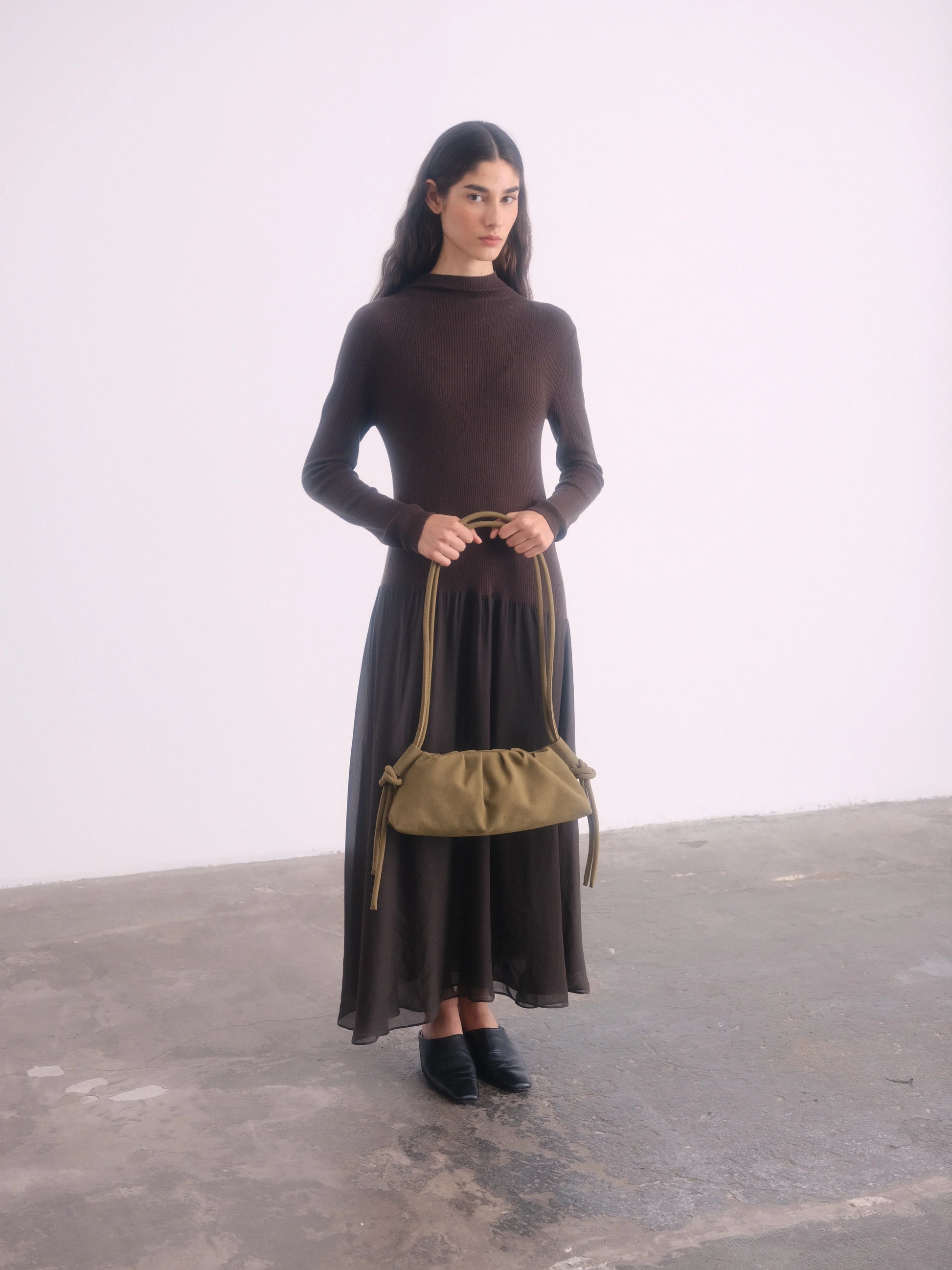 Dumpling Bag - Khaki Suede