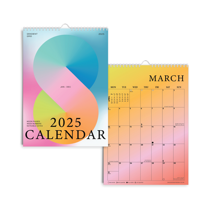 2025 Calendar - Gradient Grid A4