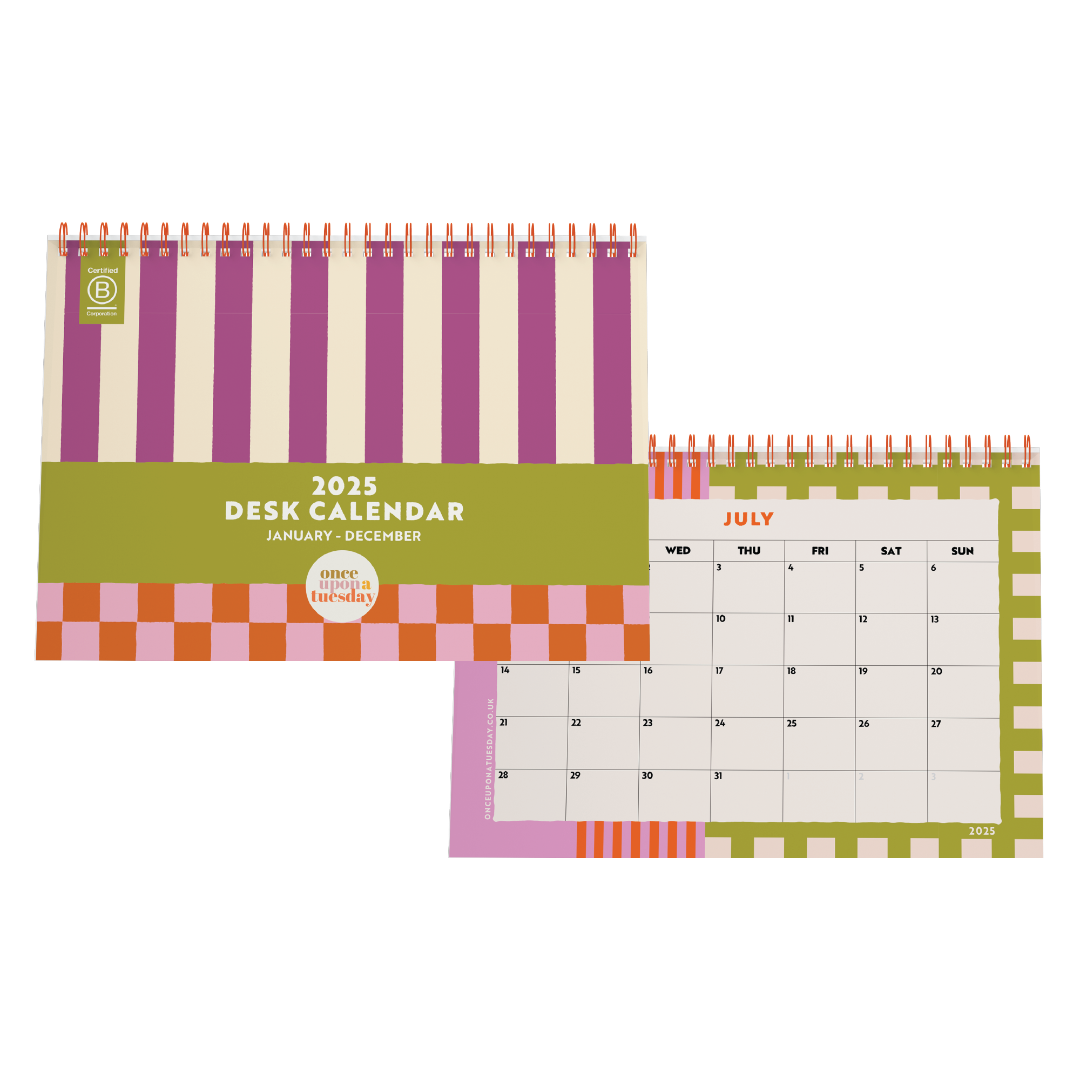 2025 Desk Calendar - Checks & Stripes