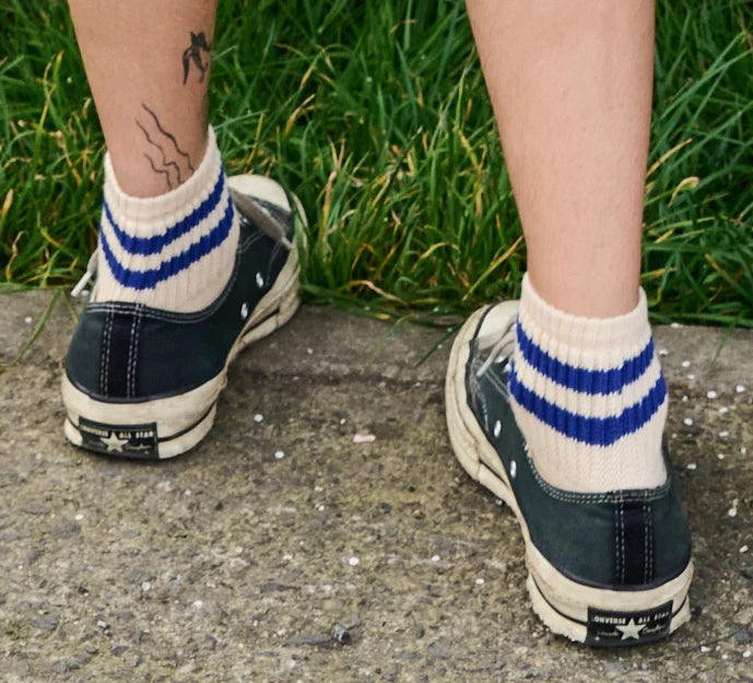Women's Ankle Socks - Ecru / Green