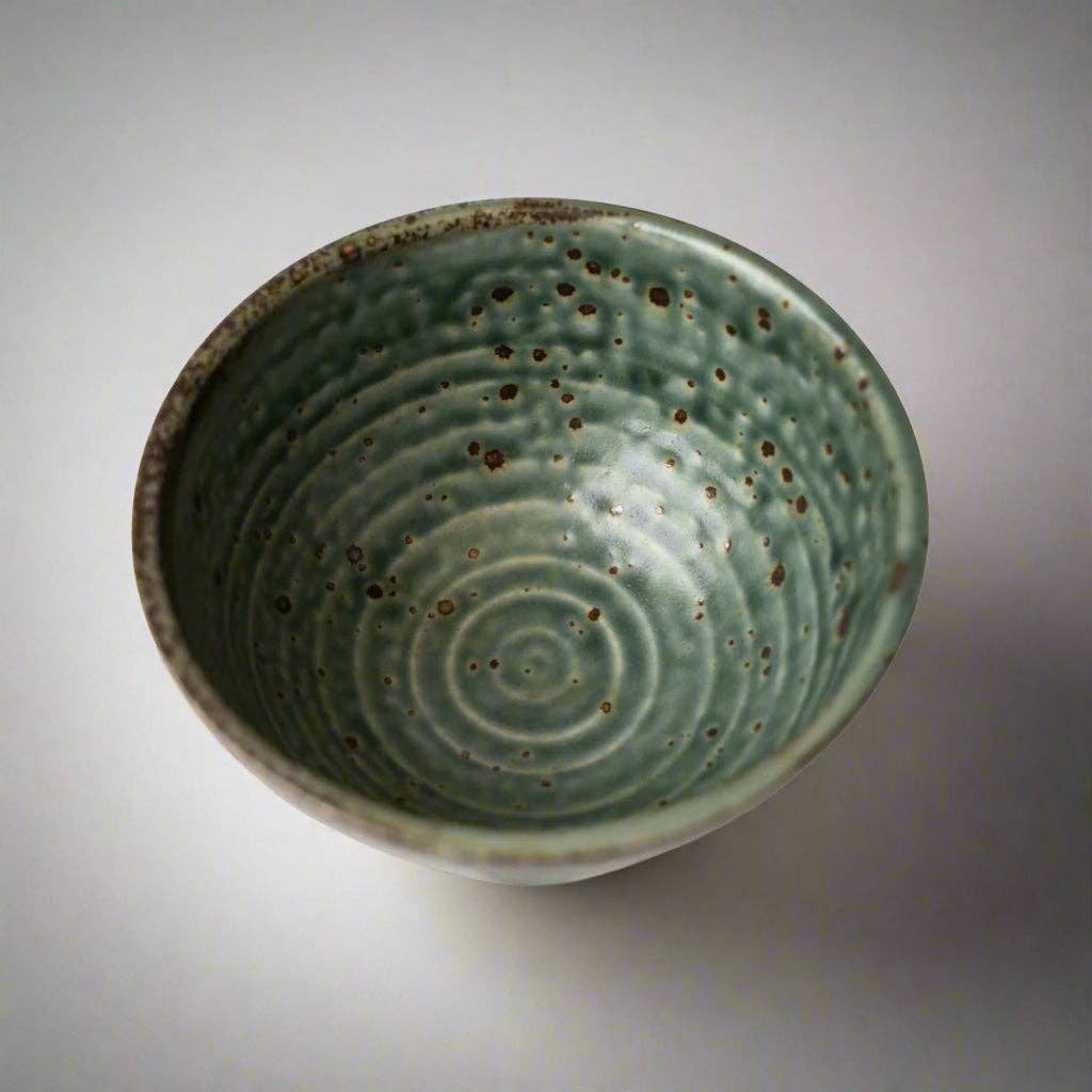 Etched Angled Jade Medium Bowl, 17cm