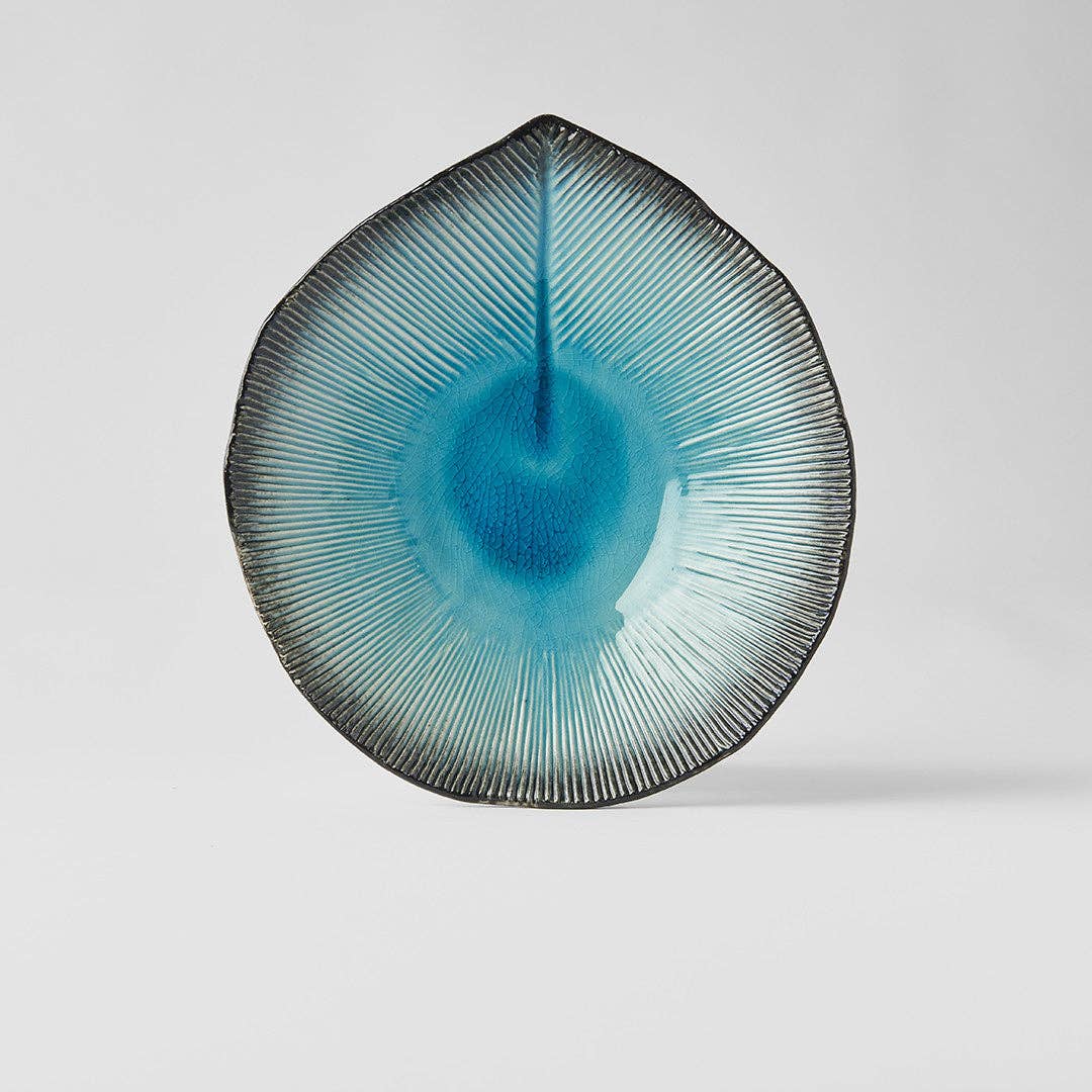 Sky Blue Ridged Plate, 16cm