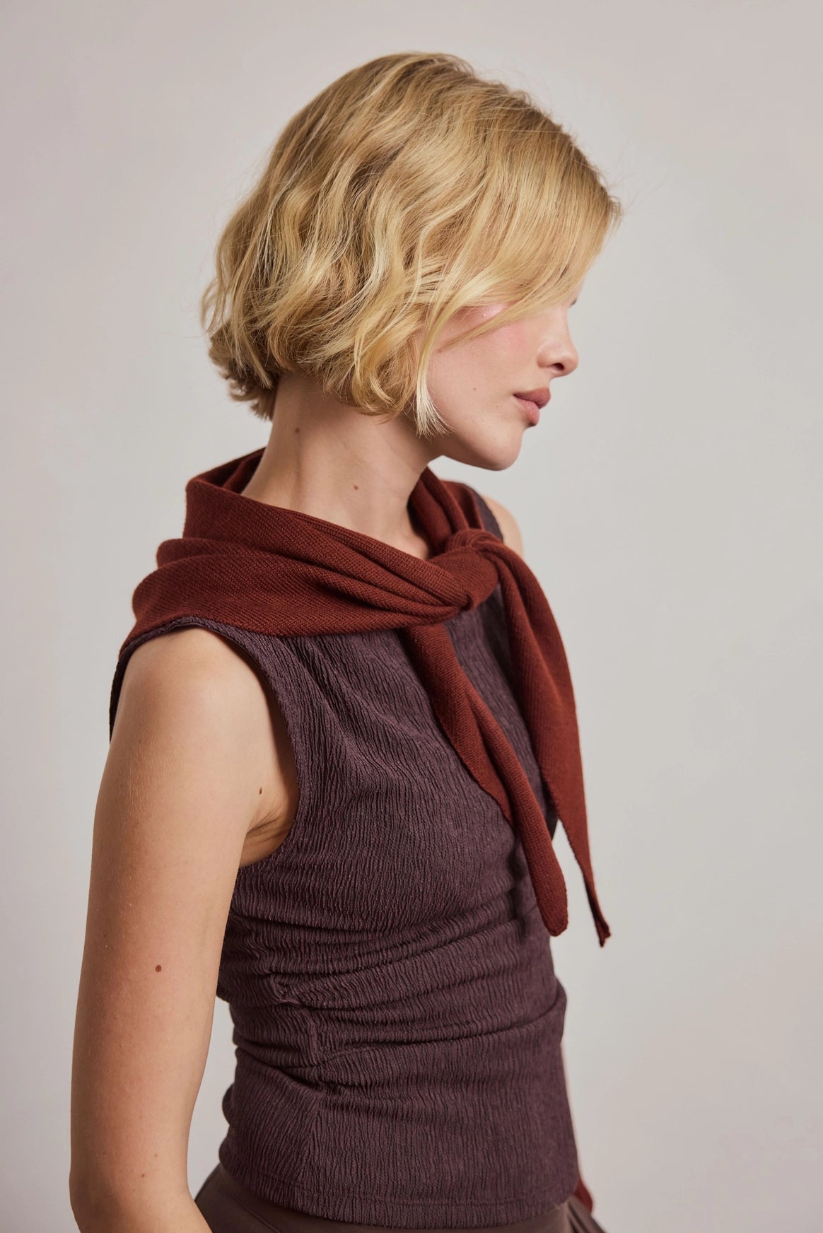 Merino Wool Triangle Scarf - Dark Walnut Brown