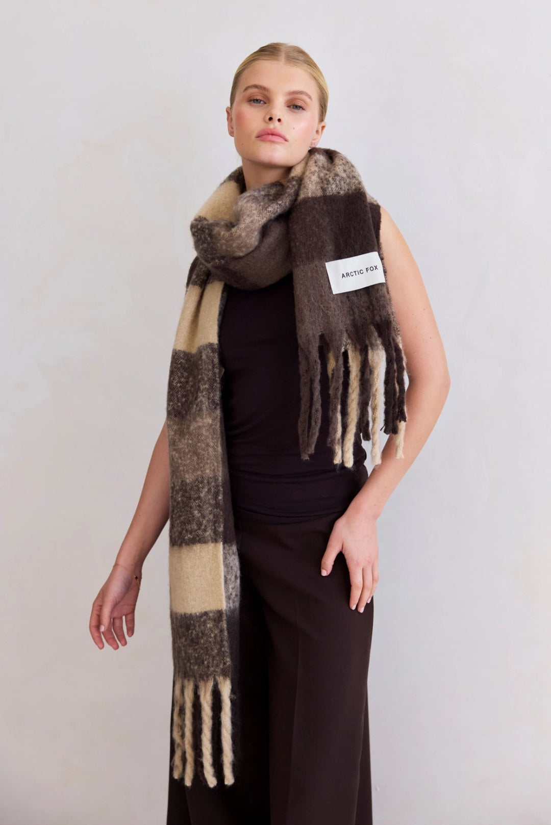 The Reykjavik Scarf - 100% Recycled - Brown Check
