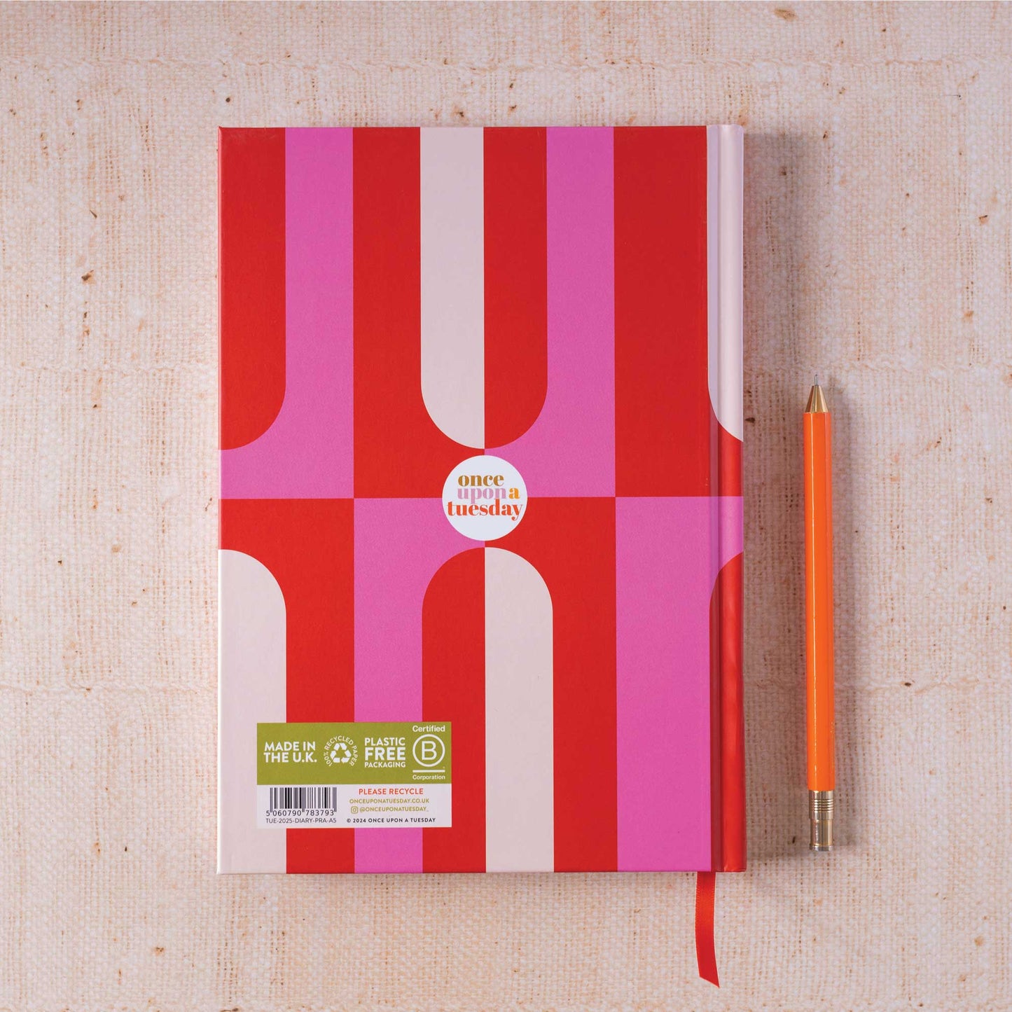 2025 Diary A5 -Pink & Red Arches