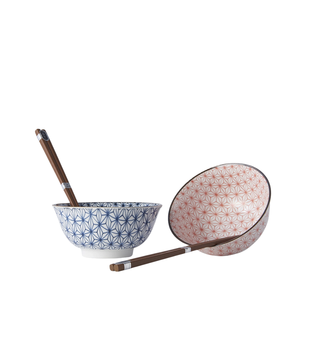 2 Piece Bowl Gift Set - Asanoha Red and Blue
