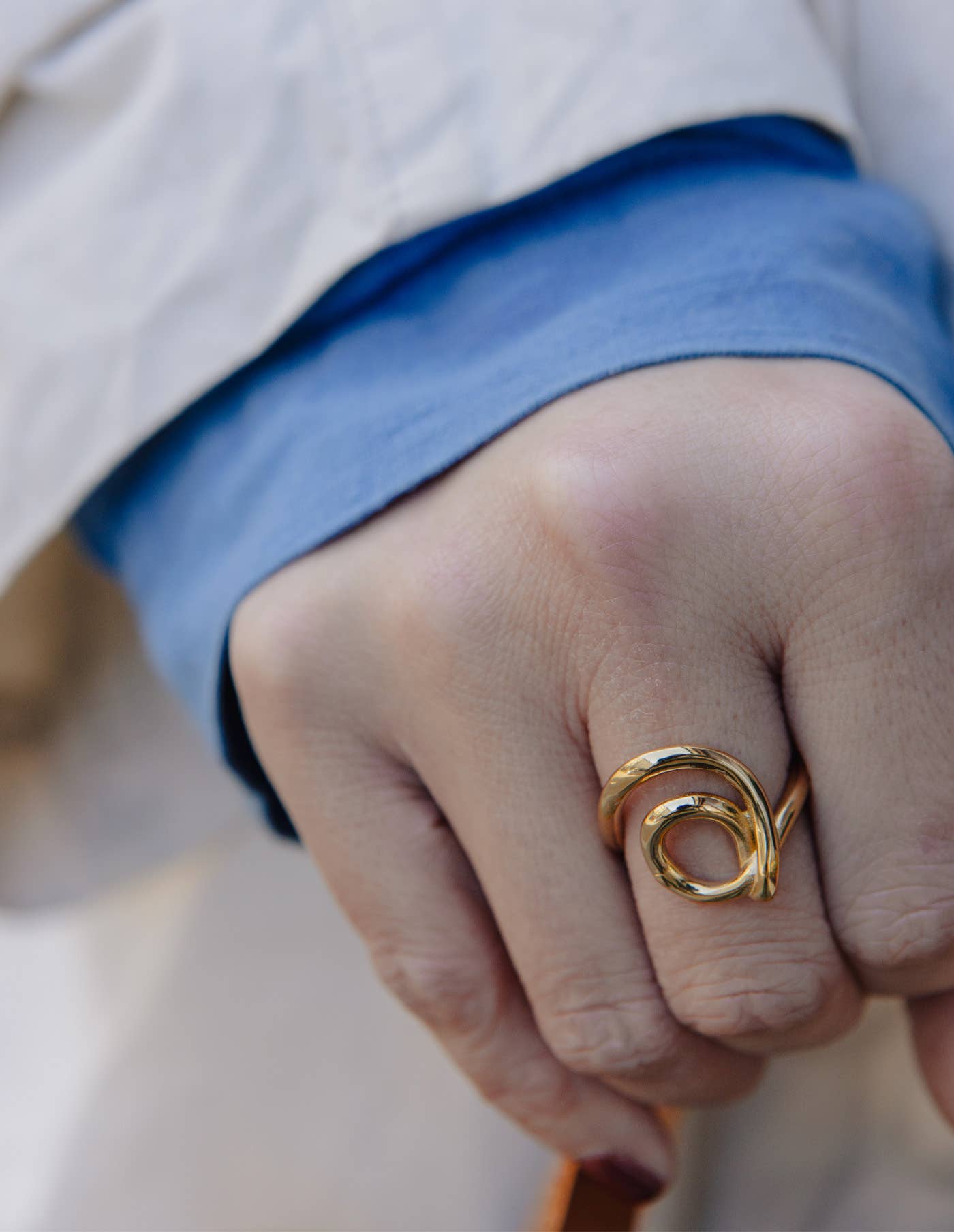 Gold Spiral Swirl Ring, Waterproof