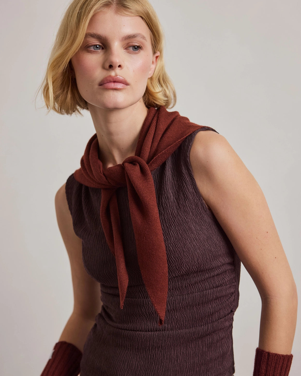 Merino Wool Triangle Scarf - Dark Walnut Brown