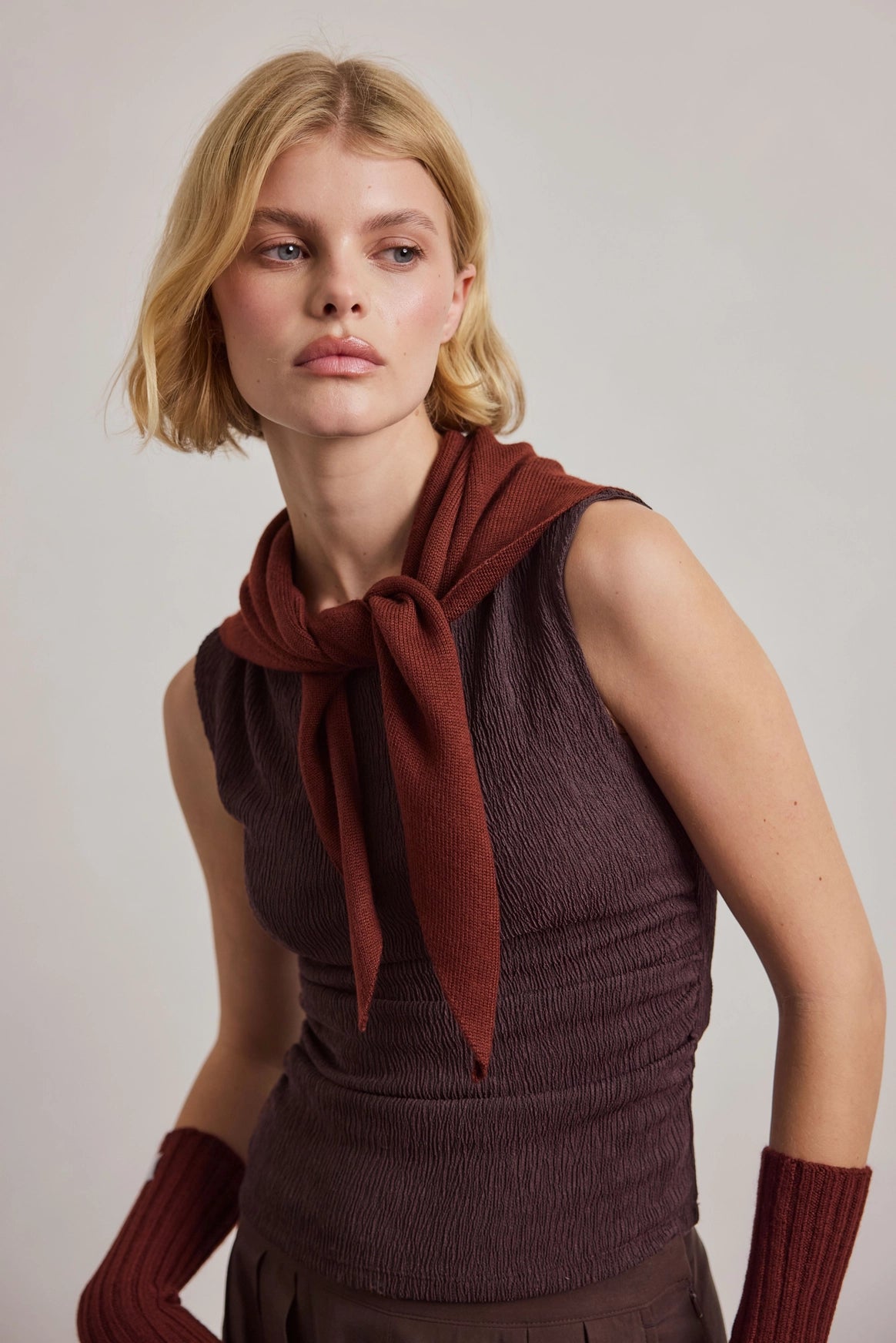 Merino Wool Triangle Scarf - Dark Walnut Brown