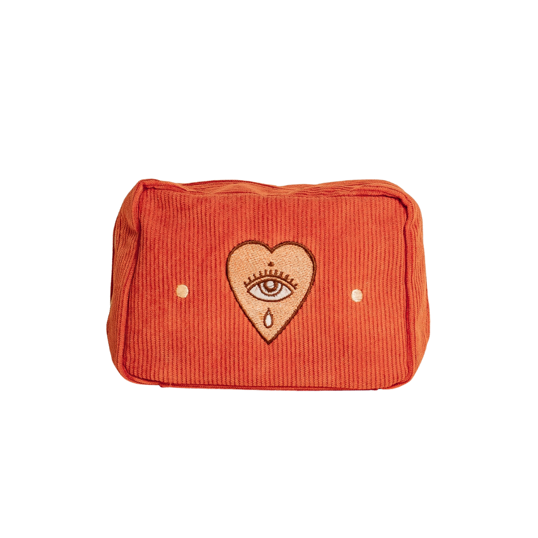 Corduroy Makeup Bag in Rust