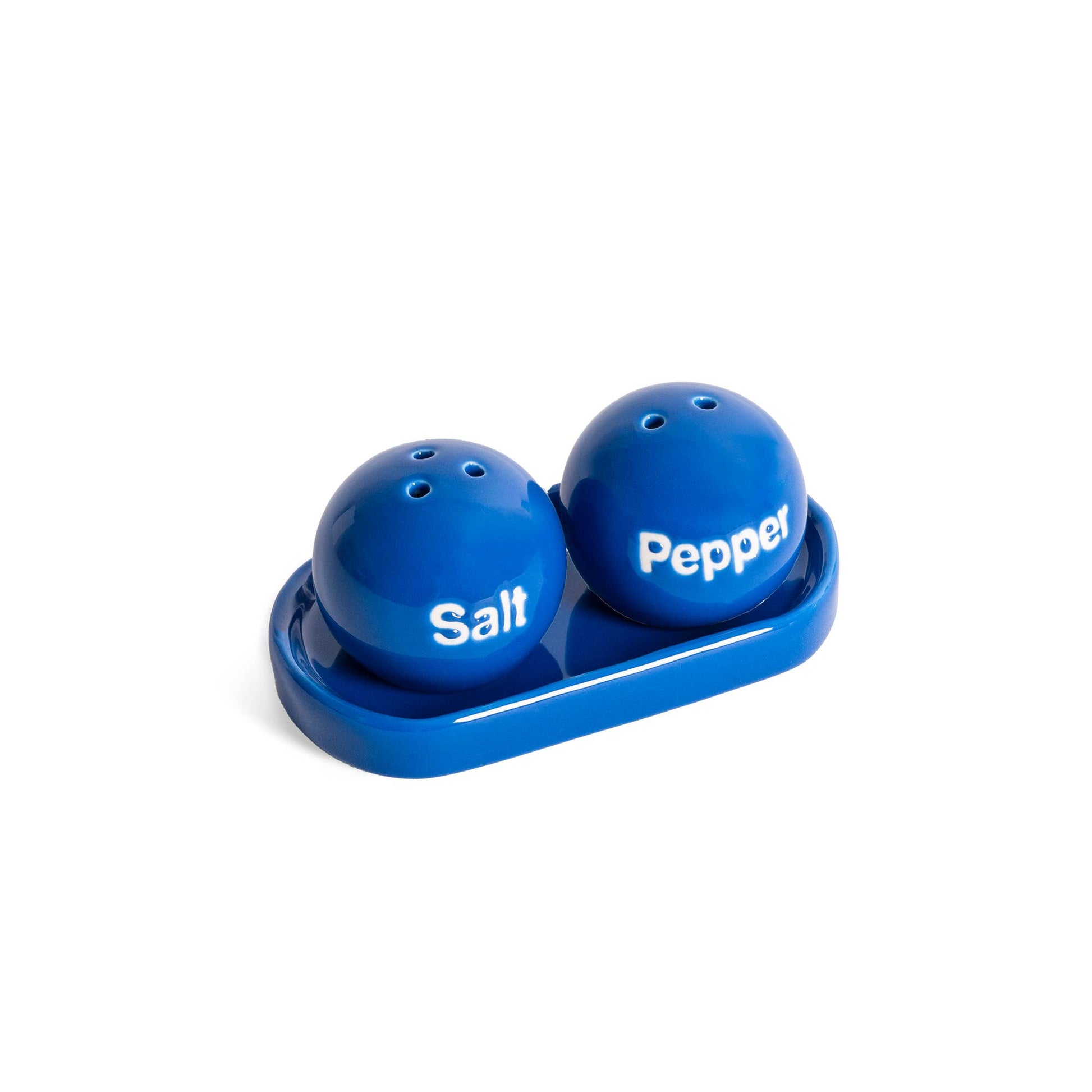 Blue Salt & Pepper Set on Tray