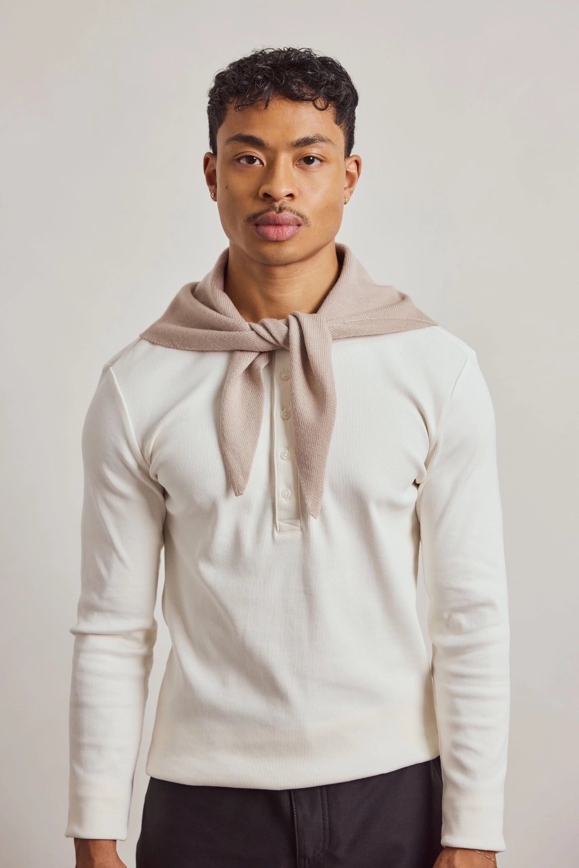 Merino Wool Triangle Scarf - Soft Taupe