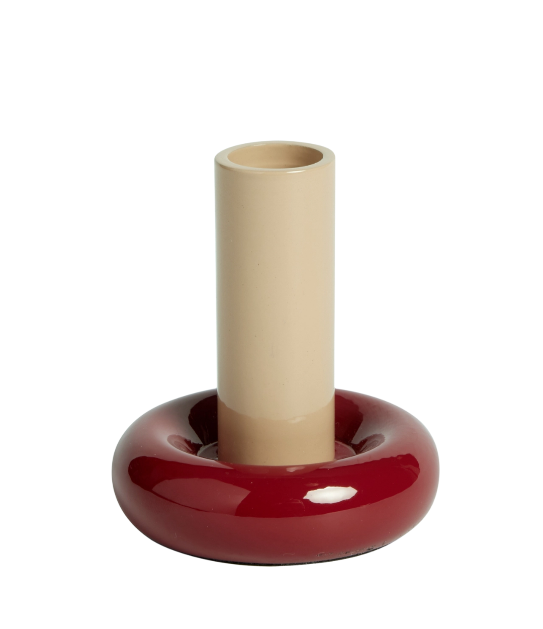 Donut Candle Holder M - Sand/Bordeaux