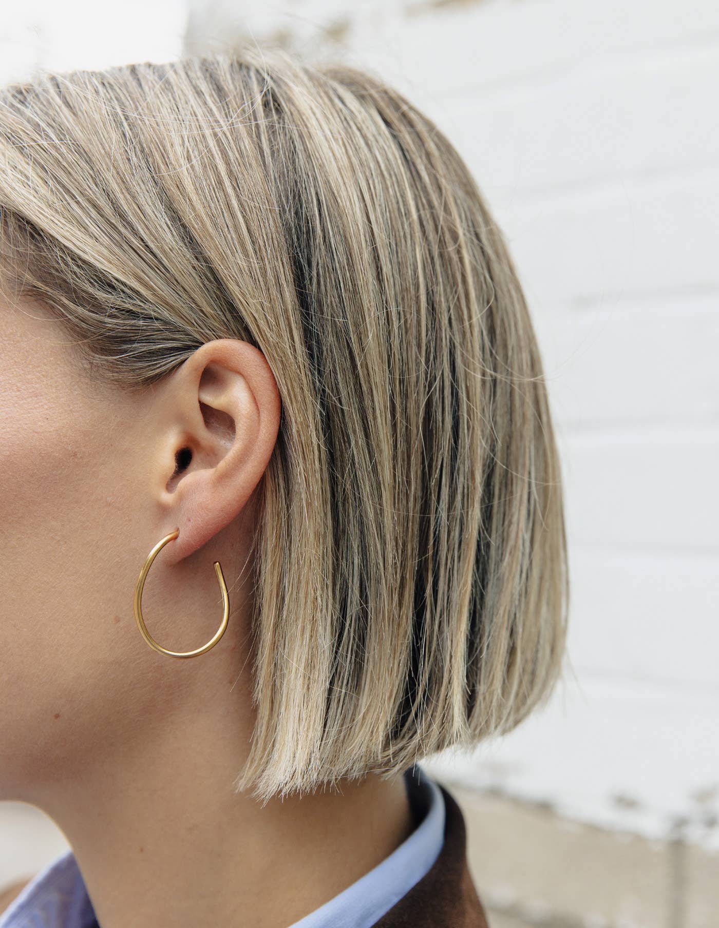 Gold Oval Fluid Hoop Earrings, Waterproof