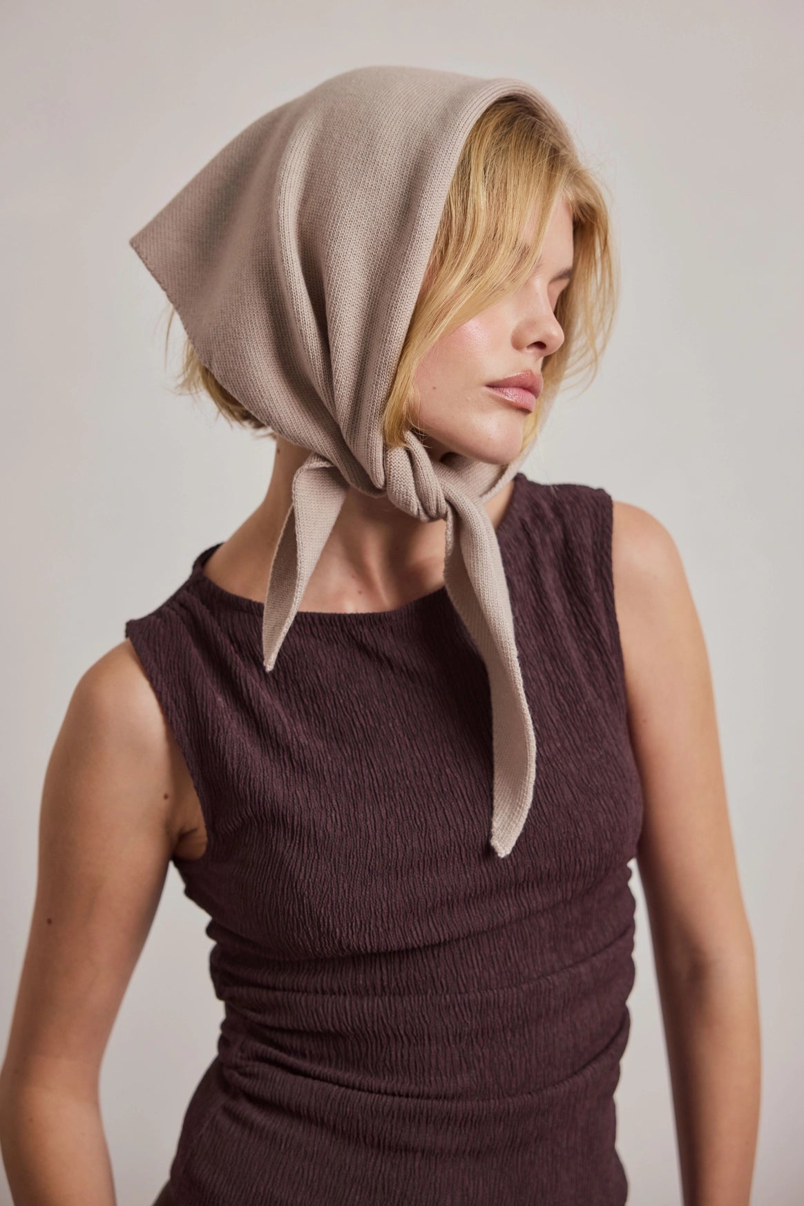 Merino Wool Triangle Scarf - Soft Taupe