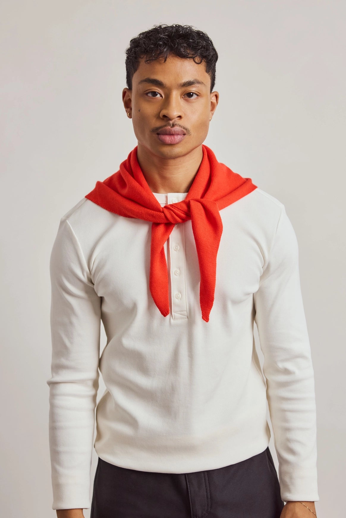 Merino Wool Triangle Scarf - Lava Red