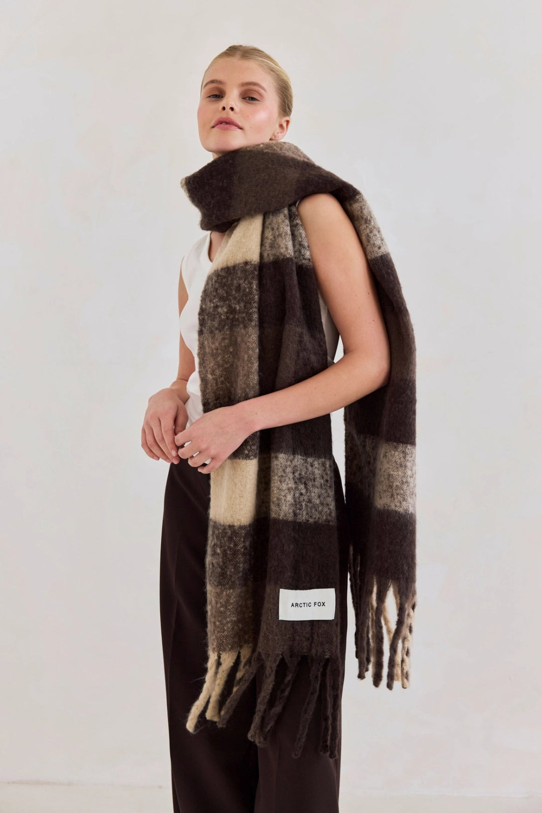 The Reykjavik Scarf - 100% Recycled - Brown Check