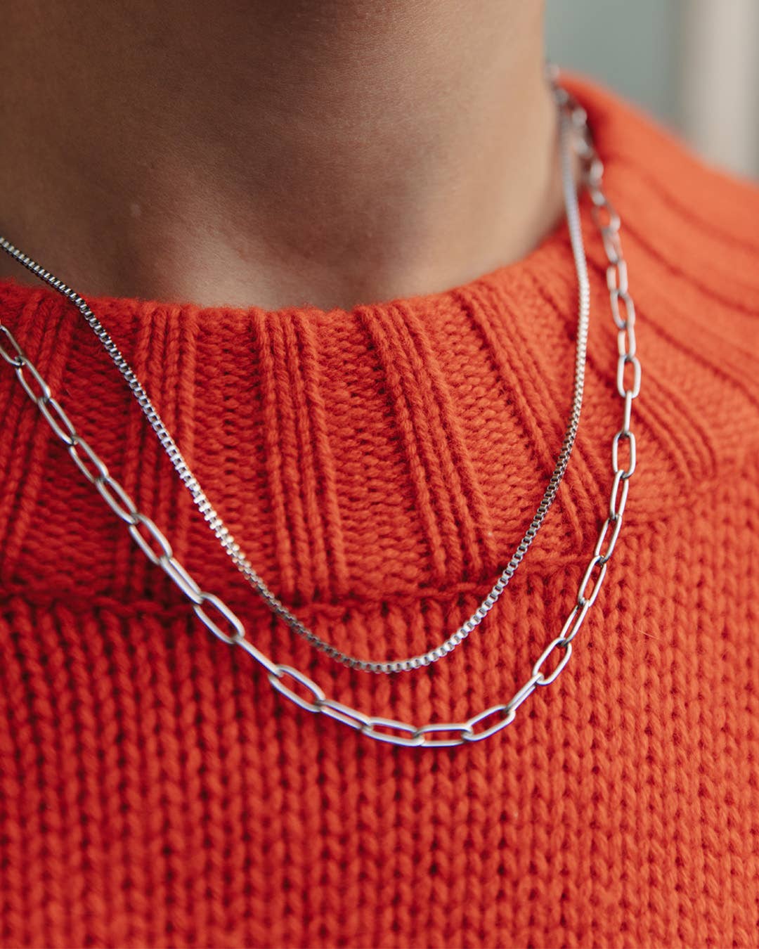 Silver Double Layer Feature Necklace - Waterproof