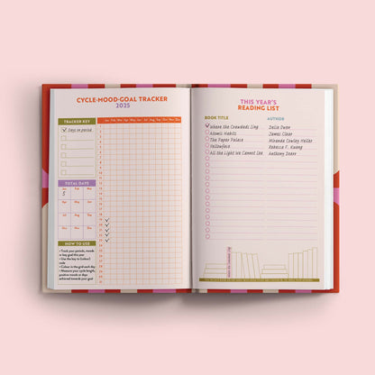 2025 Diary A5 -Pink & Red Arches