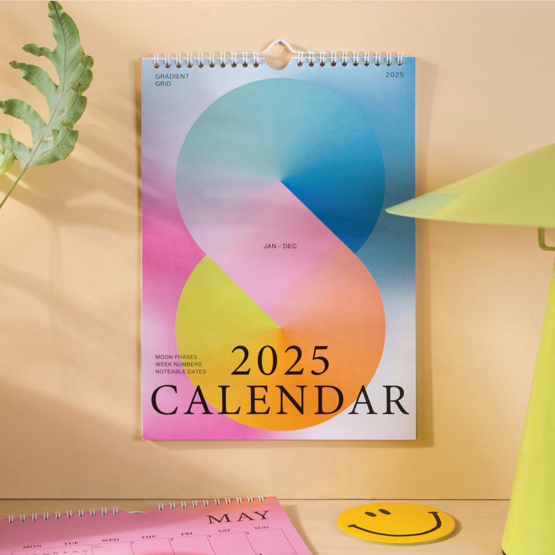 2025 Calendar - Gradient Grid A4