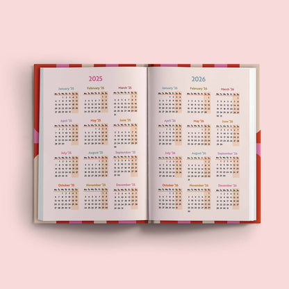 2025 Diary A5 -Pink & Red Arches