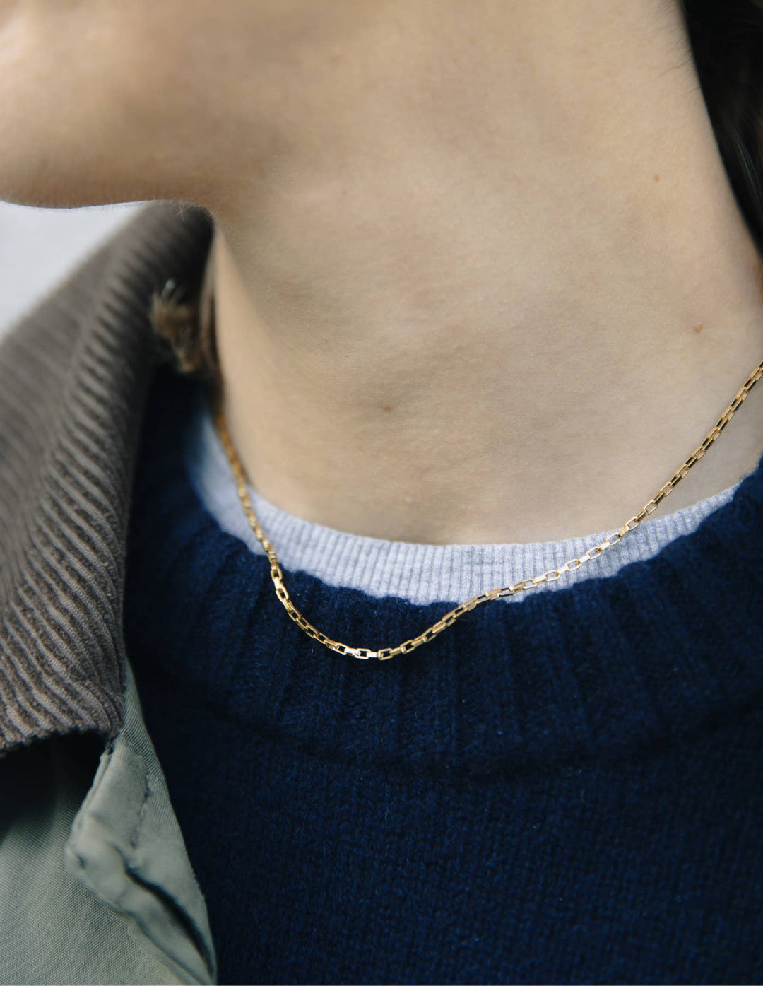 Gold Box Link Chain Necklace, Waterproof