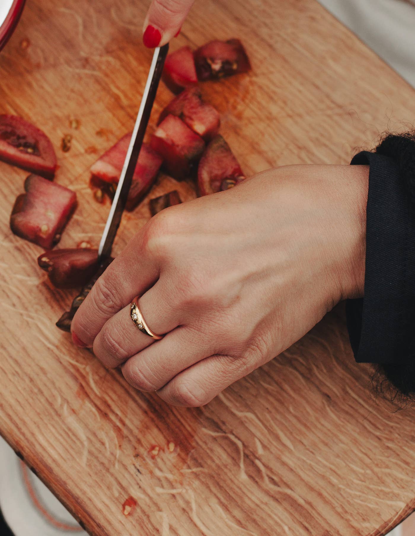Gold Stone Embossed Band Ring, Waterproof