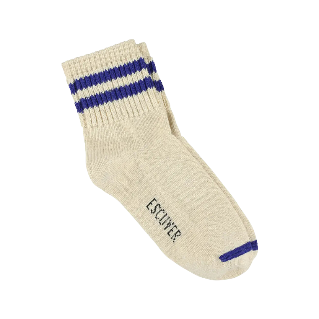 Women's Ankle Socks - Ecru / Bright Blue