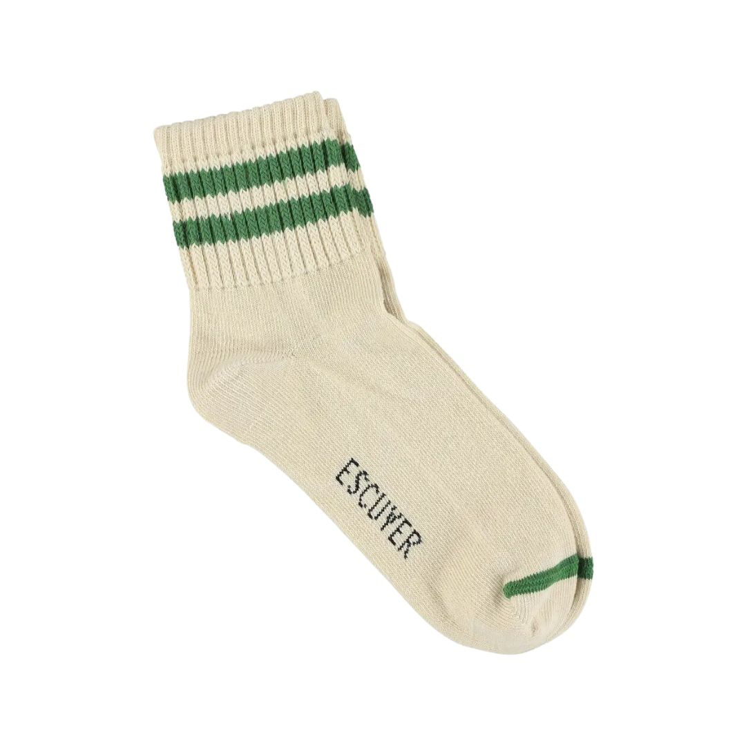 Women's Ankle Socks - Ecru / Green