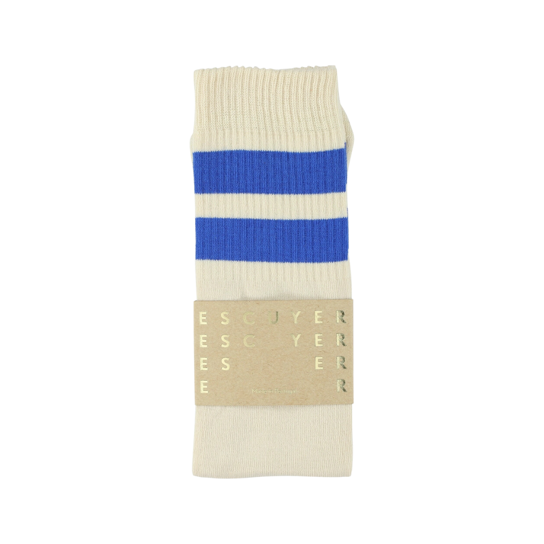 Unisex Tube Socks - Ecru / Bright Blue