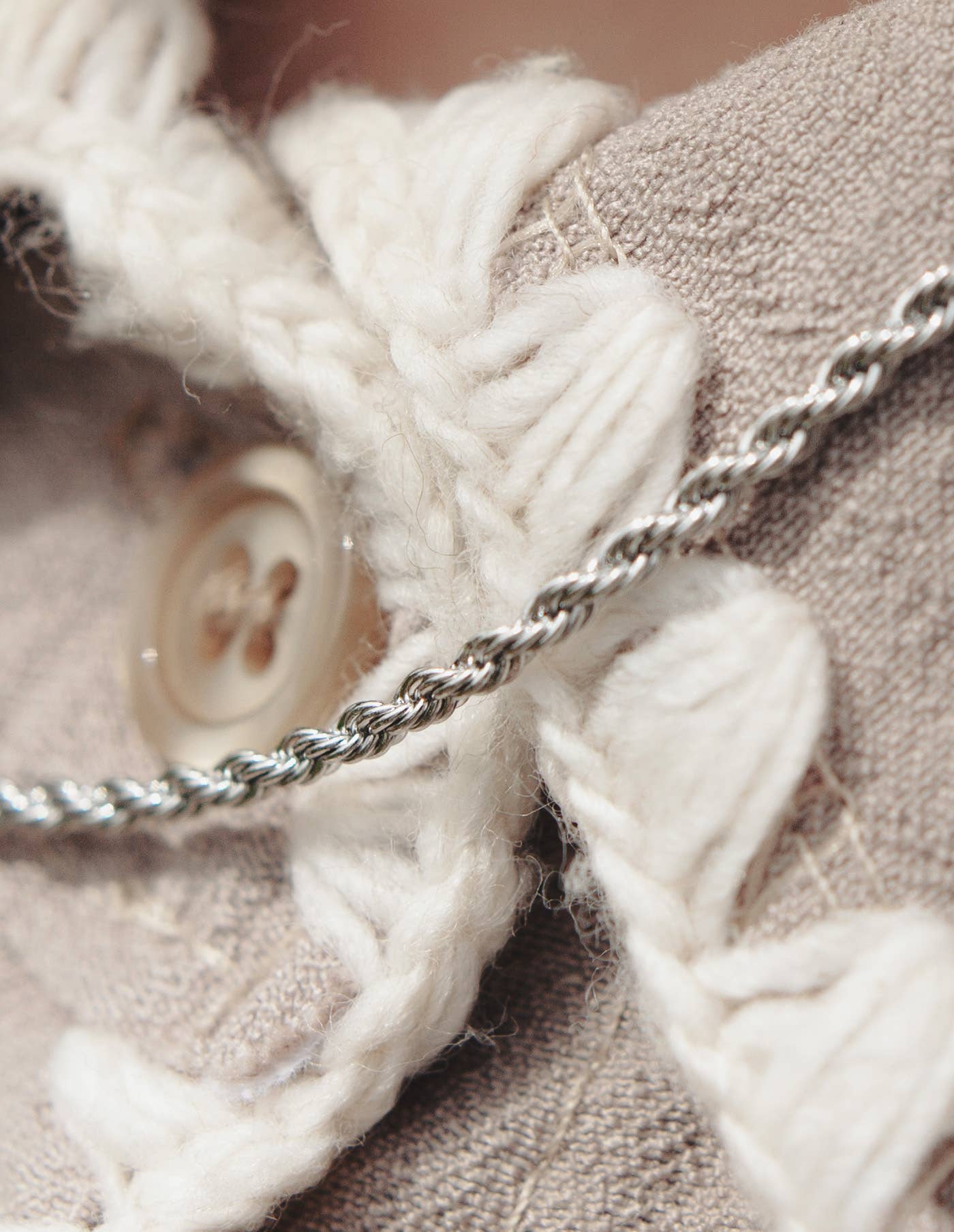 Silver Rope Twist chain Necklace - Waterproof