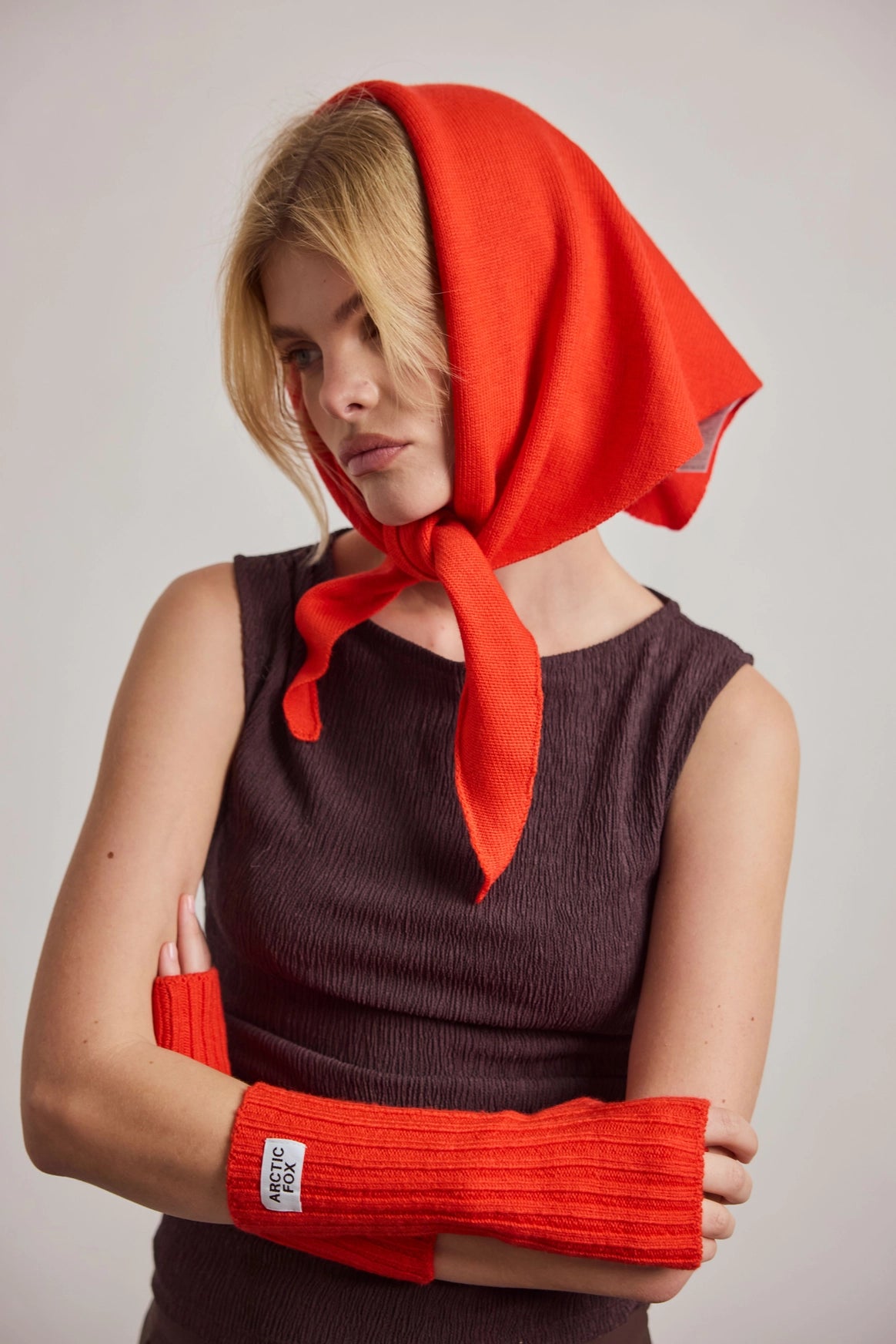 Merino Wool Triangle Scarf - Lava Red