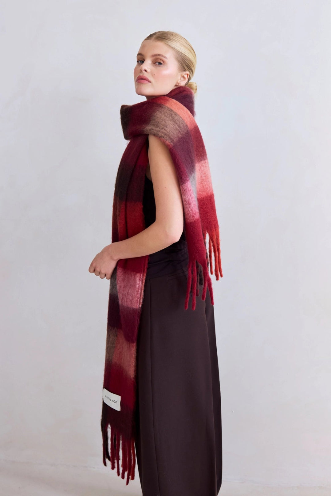 The Reykjavik Scarf - 100% Recycled - Burgundy Check
