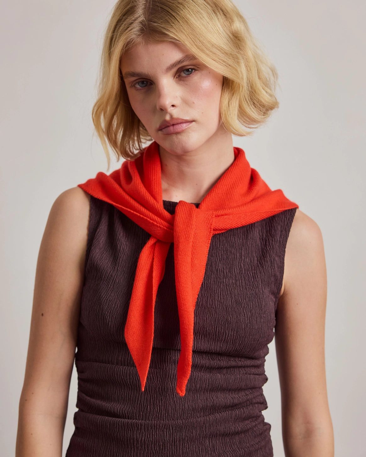 Merino Wool Triangle Scarf - Lava Red