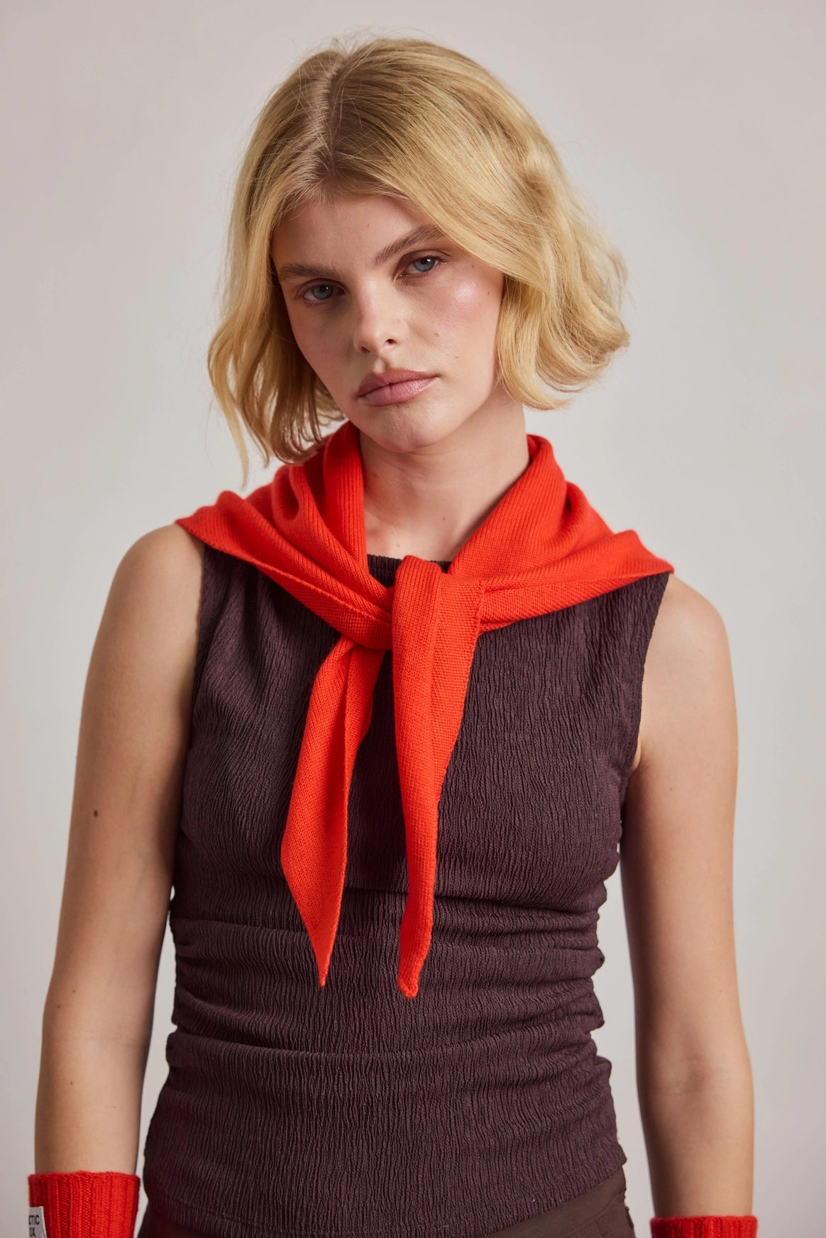 Merino Wool Triangle Scarf - Lava Red